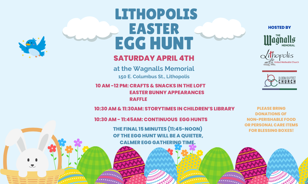 graphic of spring flowers with white bunny in a basket